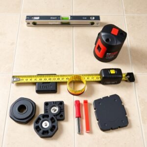 أدوات قياس وتسوية في أعمال البلاط