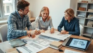 اجتماع مع مقاول بناء منازل لمناقشة تفاصيل المشروع