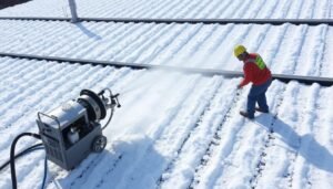 تطبيق عازل فوم ورش أمريكي على سطح مبنى