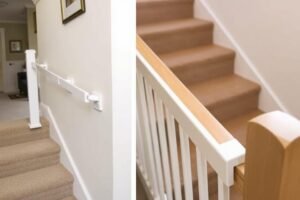 درابزين سلم آمن مع حماية إضافية للأطفال في منزل عائلي