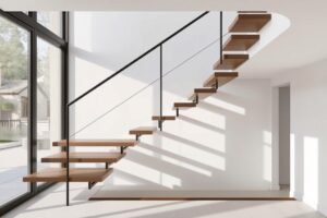 سلم عائم بتصميم عصري في منزل حديث