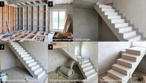 مراحل بناء سلم خرساني من التصميم إلى التنفيذ النهائي