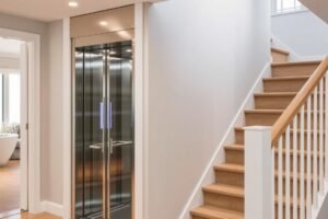 مصعد منزلي حديث مركب في مبنى سكني