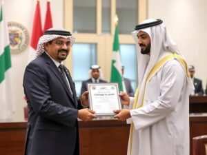 مقاول كويتي يستلم شهادة ترخيص رسمية