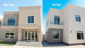 واجهة منزل في الكويت بعد الترميم والتجديد بتصميم عصري