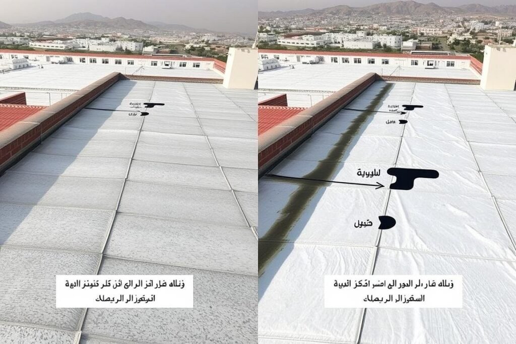 مقارنة بين تركيب عازل أسطح كيفان الصحيح والخاطئ مقارنة بين تركيب عازل أسطح كيفان الصحيح والخاطئ