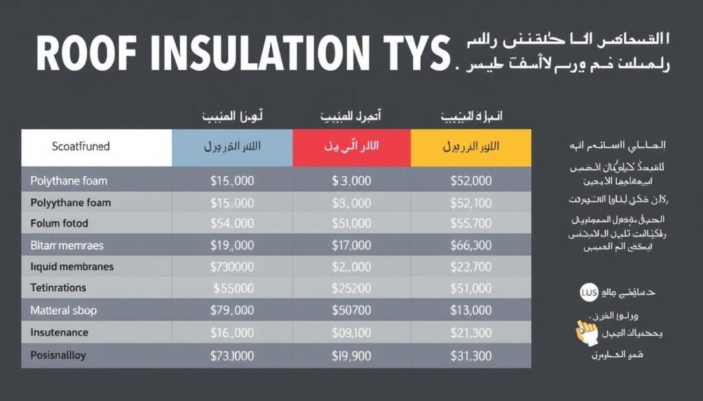 مقارنة بين تكاليف أنواع مختلفة من عزل الأسطح في الأحمدي مقارنة بين تكاليف أنواع مختلفة من عزل الأسطح في الأحمدي