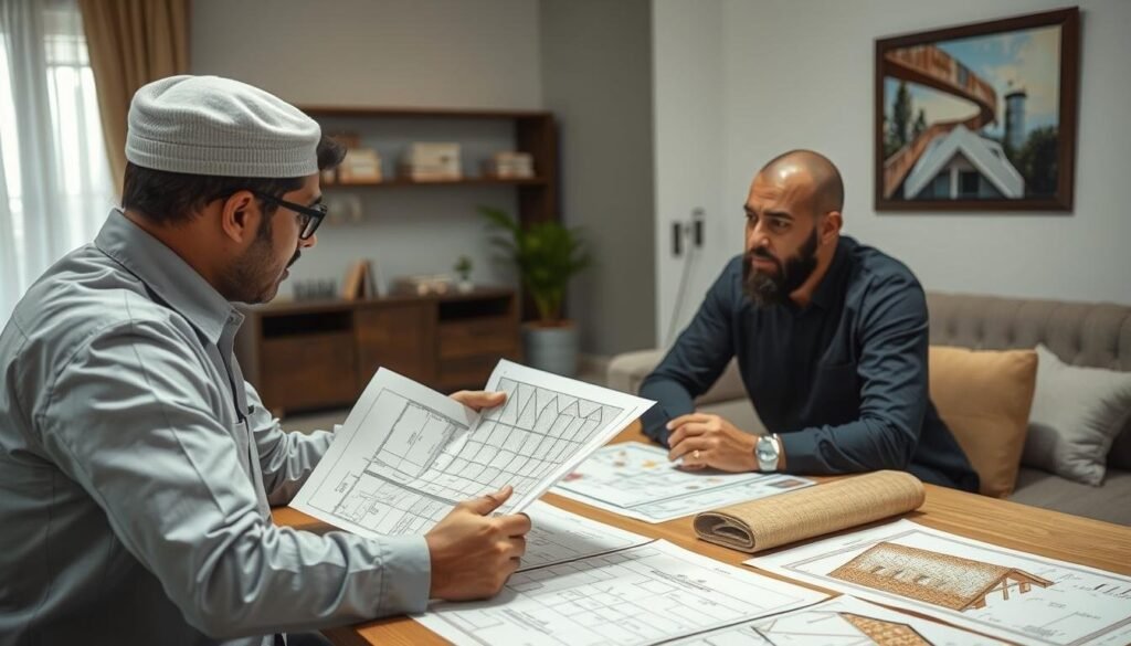 مهندس من فريق مقاول عزل أسطح عبدالله المبارك يقدم استشارة لاختيار نوع العزل المناسب