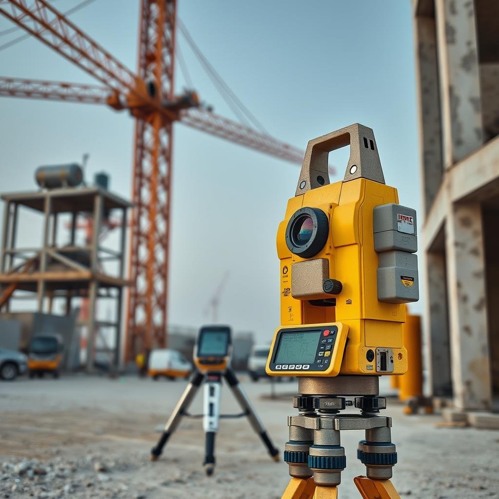 أجهزة وأدوات قياس متطورة في موقع البناء
