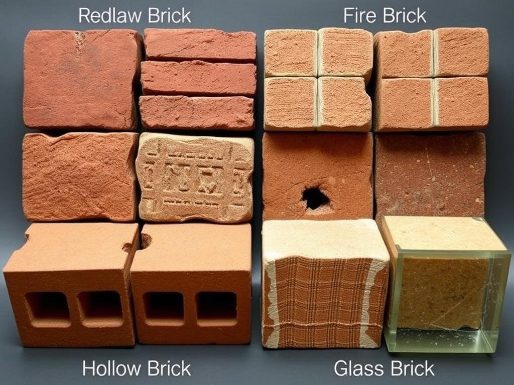 أنواع مختلفة من الطوب تظهر اختلاف خصائصها وطرق تكسيرها