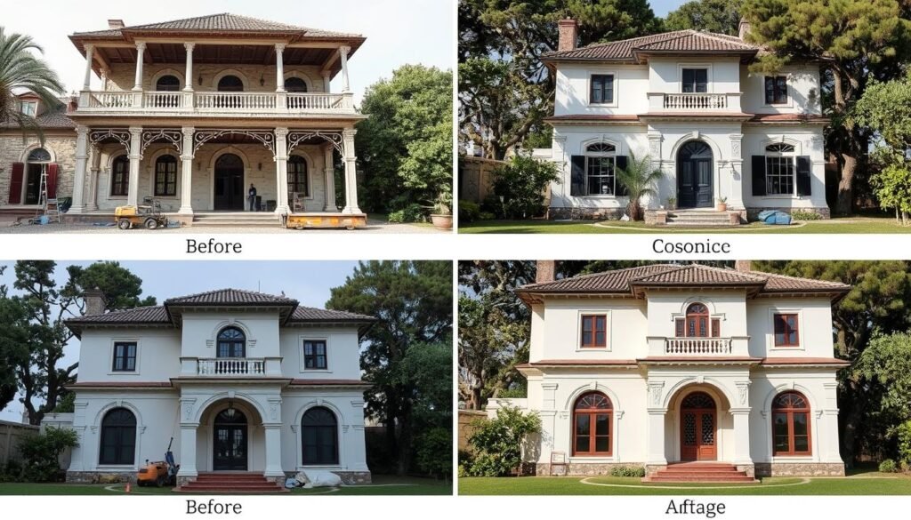 أنواع مختلفة من مشاريع ترميم الفلل تشمل الترميم الهيكلي والجمالي والتراثي