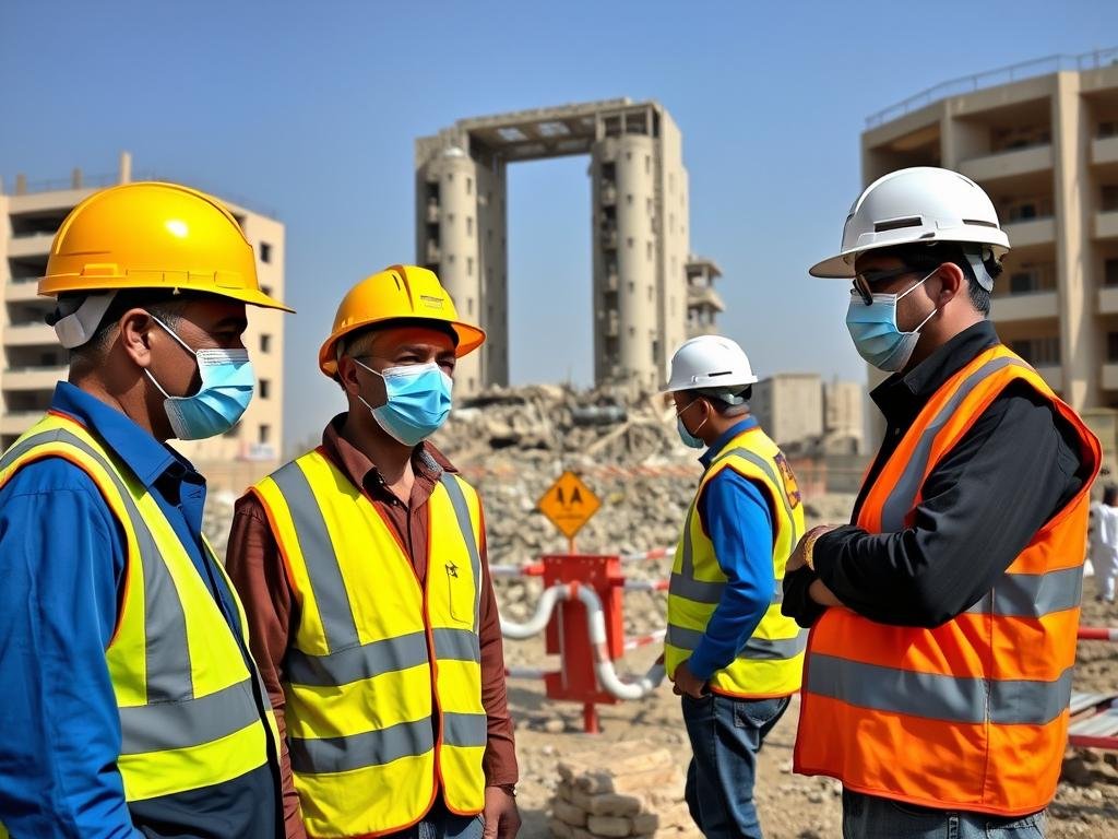 إجراءات السلامة المتبعة في موقع هدم وتكسير