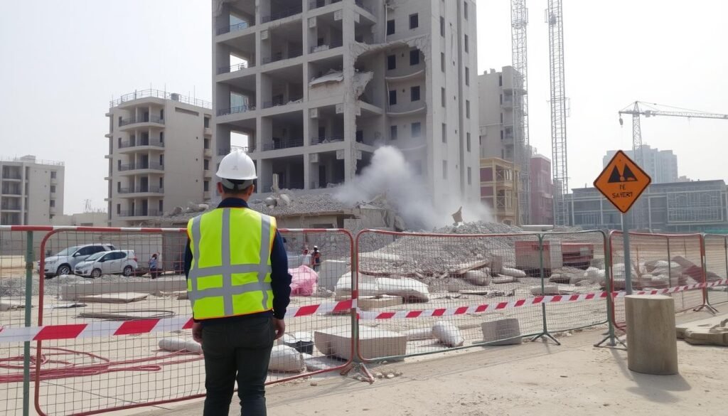 إجراءات السلامة المتبعة في هدم منازل السالمية