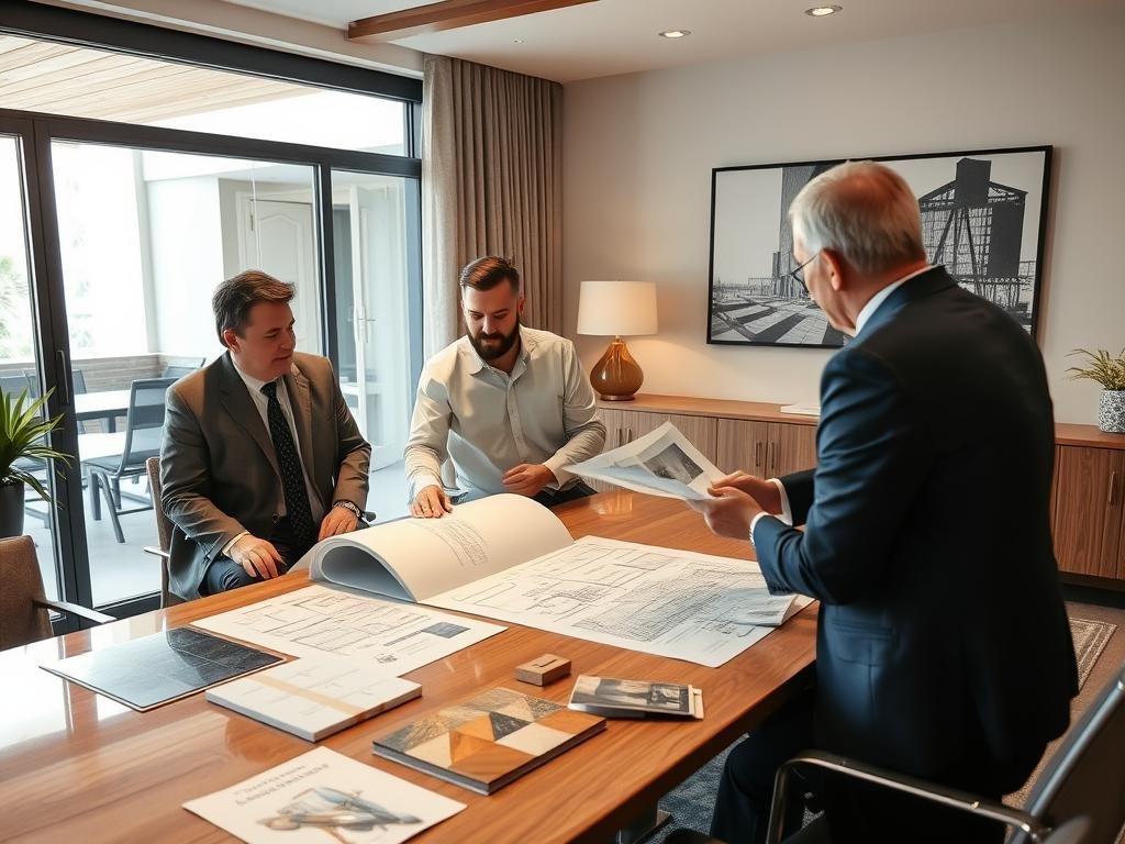 اجتماع بين مالك فيلا ومقاول تشطيب محترف