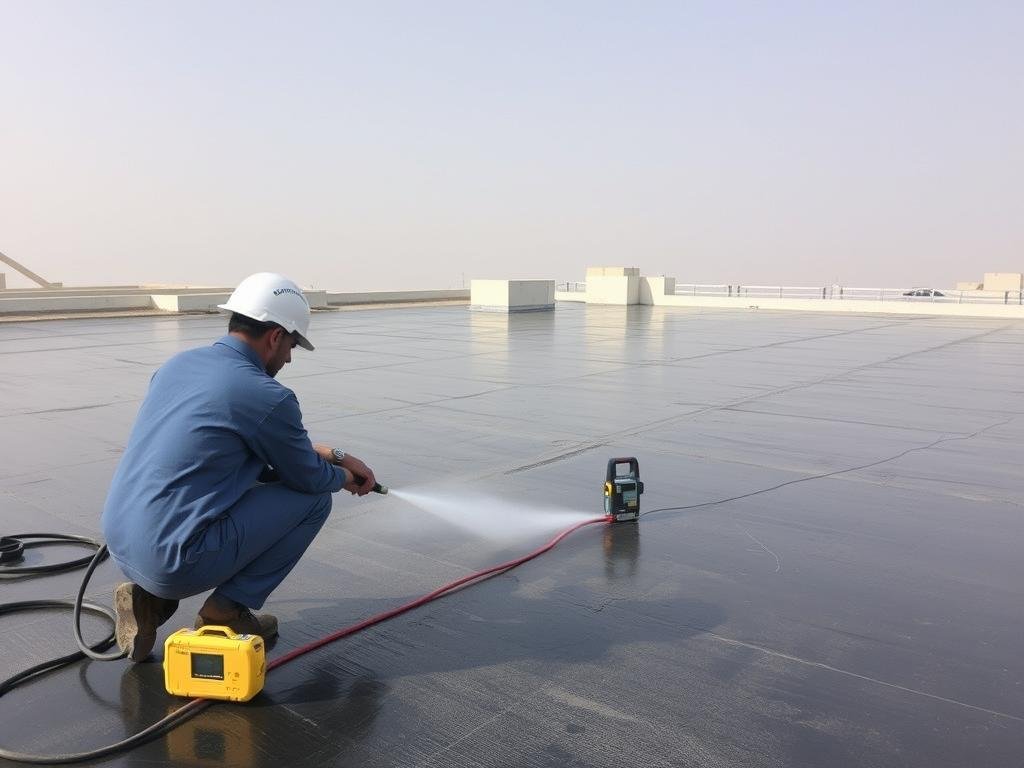 اختبار جودة العزل المائي في منطقة مشرف