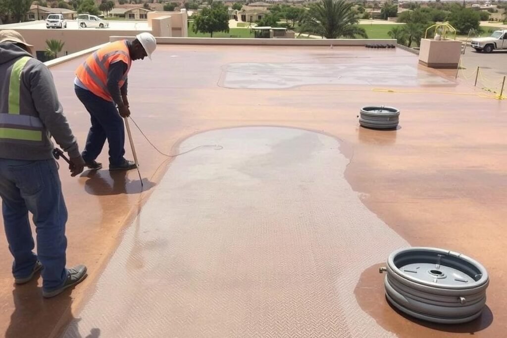 اختبار كفاءة العزل باستخدام الماء على سطح في الدسمة