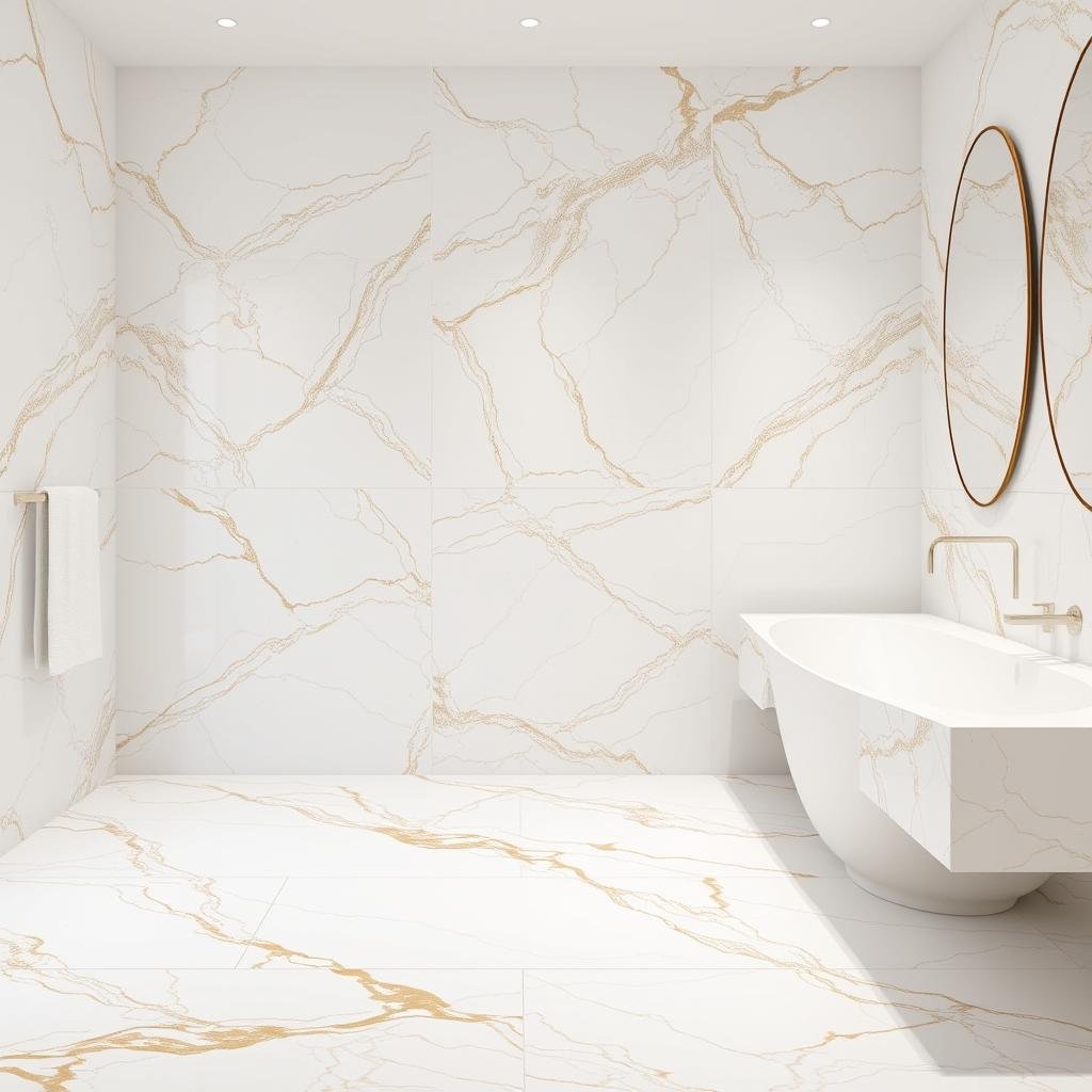 بلاط بتأثير الرخام في أعمال البلاط الفاخرة