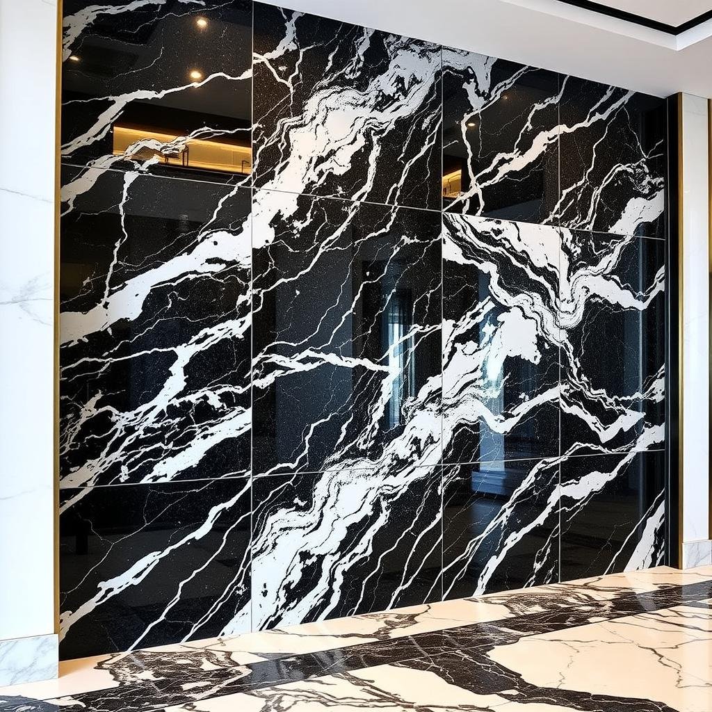 تركيب رخام جدران في مدخل فندق