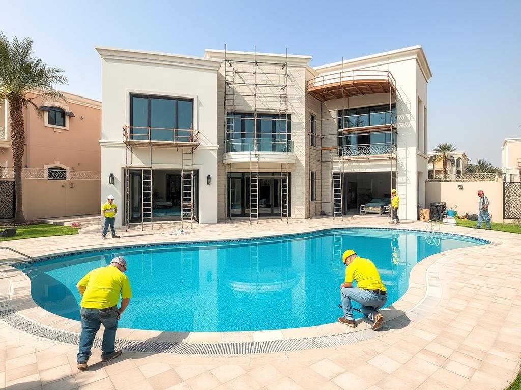 ترميمات الجابرية للفلل تشمل تجديد الواجهات والمسابح