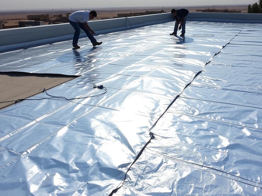 تطبيق العزل العاكس على سطح منزل في الدسمة