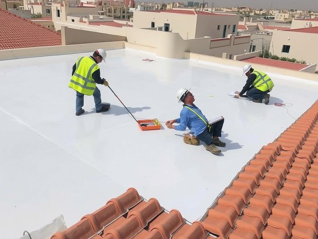 تطبيق عازل الجيتاروف على سطح مبنى في الفيحاء