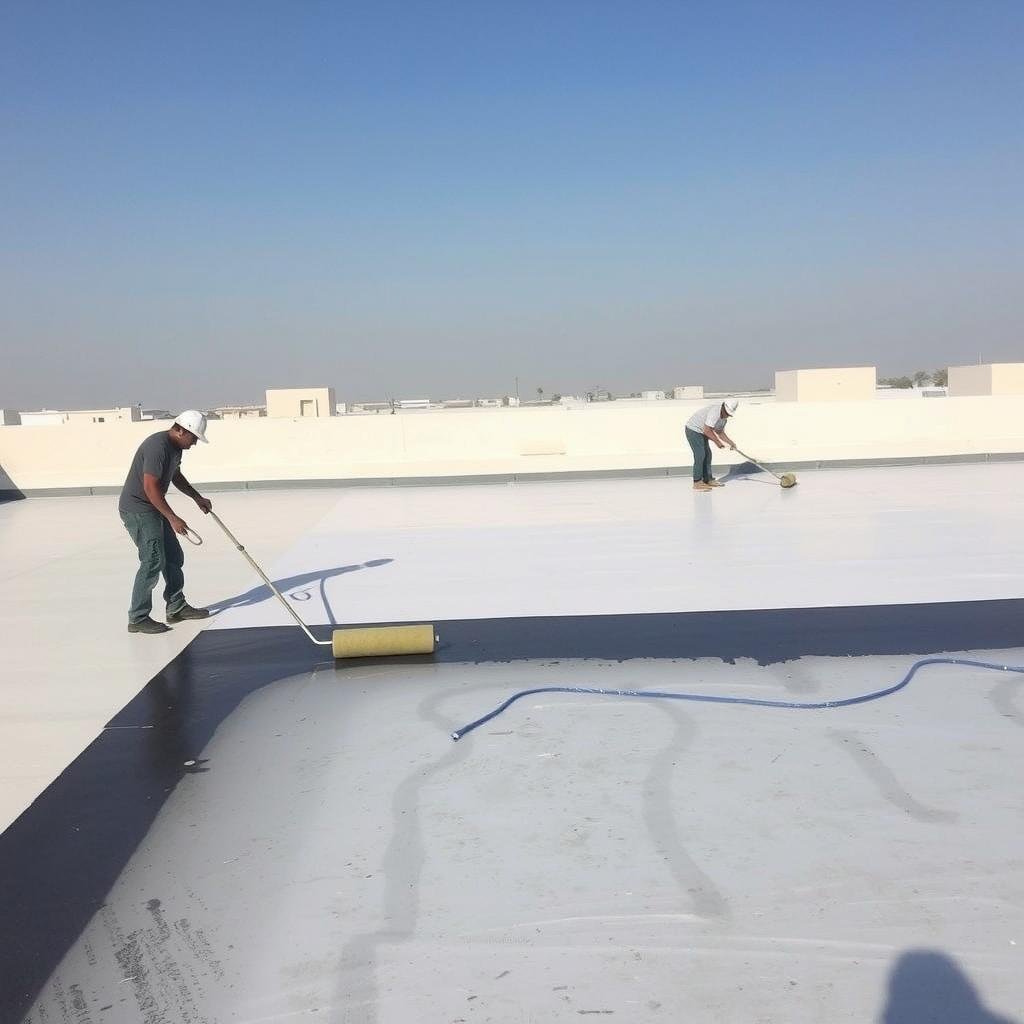 تطبيق عازل مائي على سطح في المهبولة