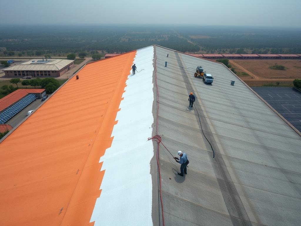 تطبيق عزل الفوم الأمريكي على سطح في منطقة الرميثية