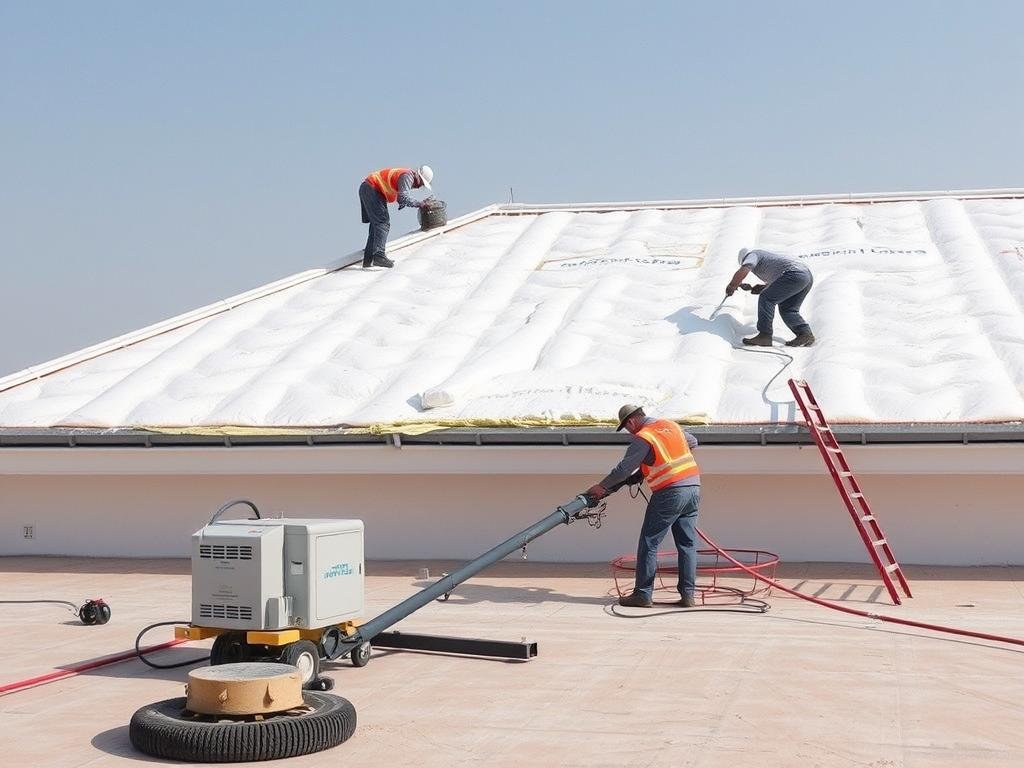 تطبيق مواد العزل على سطح مبنى في الفروانية