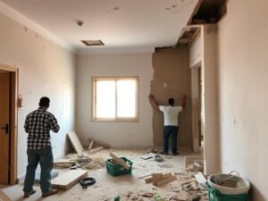 تكسير شامل لشقة في الجابرية مع إزالة جميع التشطيبات القديمة
