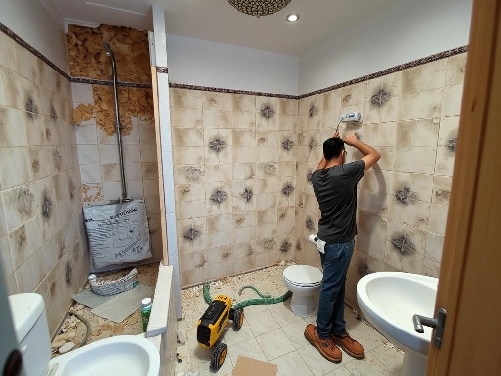 تكسير وتجديد حمام في شقة بالجابرية