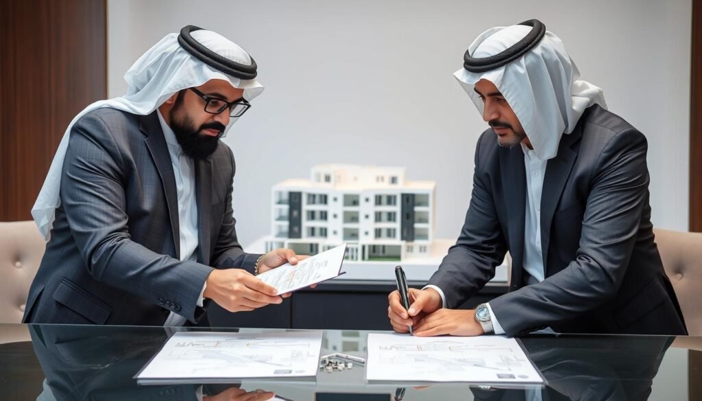 توقيع عقد مقاولات بين مالك مشروع وشركة مقاولات كويتية