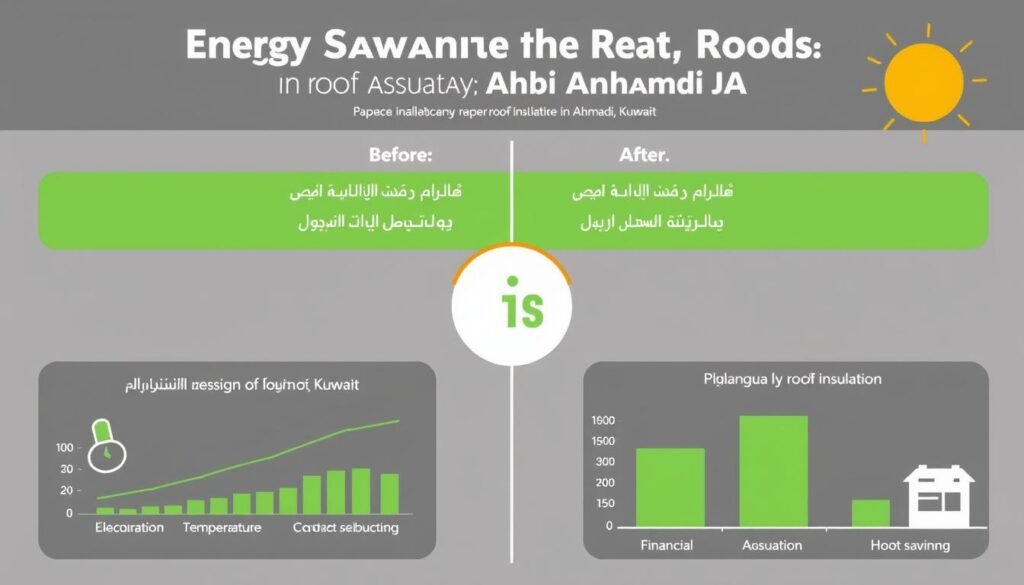 رسم بياني يوضح توفير الطاقة بعد عزل السطح في منزل بالأحمدي