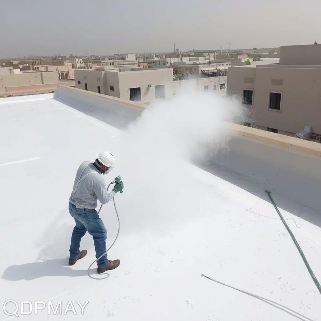 رش البولي يوريثان على سطح منزل في الشامية