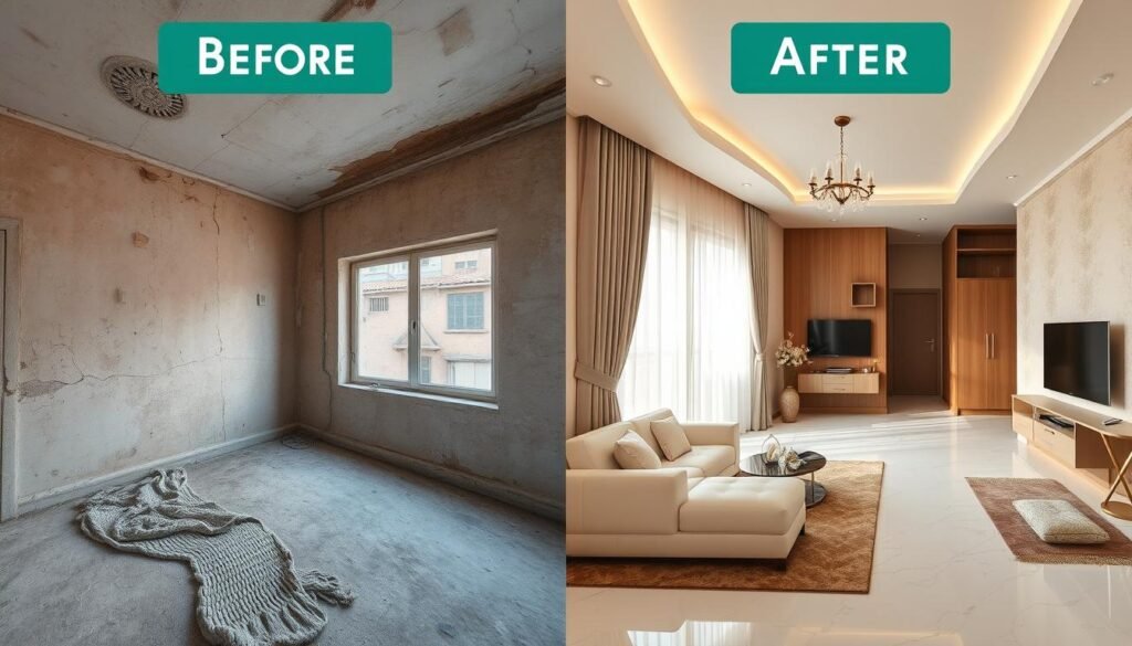 شقة حديثة في الجابرية بعد الترميم تظهر الفرق بين قبل وبعد عملية الترميم