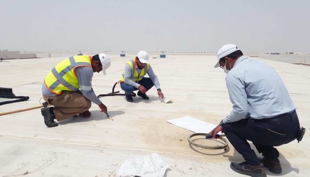 صيانة دورية لسطح معزول في منطقة مشرف