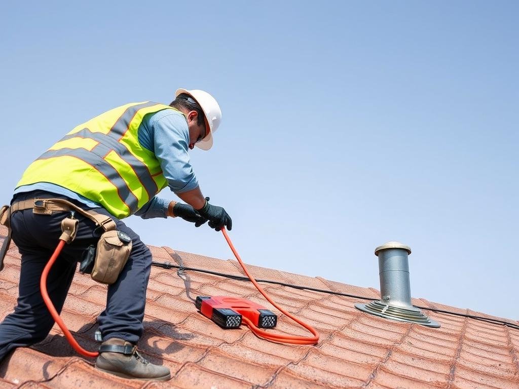 صيانة دورية للسطح المعزول في منزل بمبارك الكبير