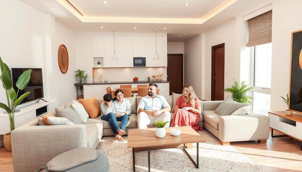 عائلة سعيدة في شقة تم ترميمها حديثاً في الجابرية