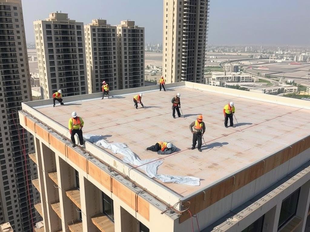 عزل سطح برج سكني في مدينة الكويت باستخدام تقنيات حديثة