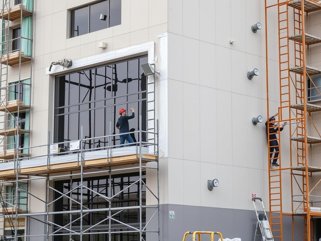 عملية ترميم لمبنى تجاري في حولي بالكويت