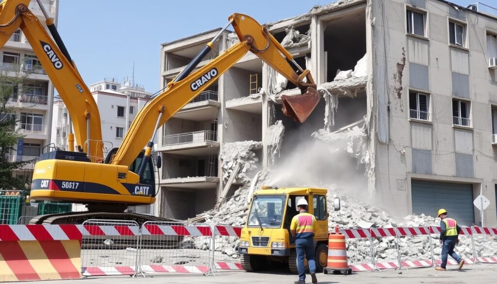 عملية هدم منظمة لمبنى قديم في منطقة كيفان