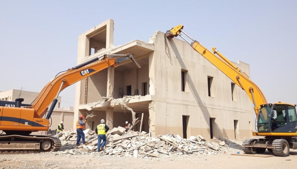 عملية هدم وتكسير احترافية لمبنى قديم