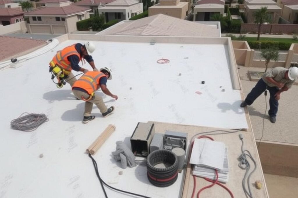 فريق عمل محترف يقوم بتنفيذ عزل أسطح في سعد العبدالله