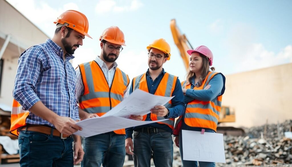 فريق متخصص من شركة هدم وتكسير يخطط لعملية هدم