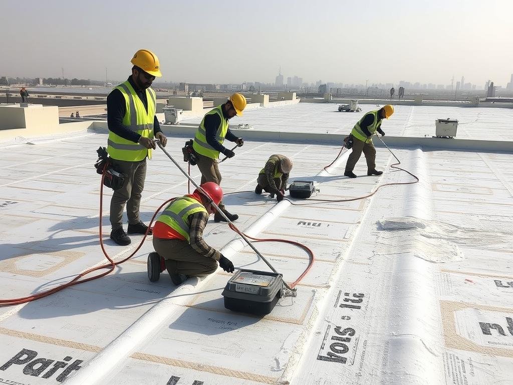 فريق متخصص يقوم بتنفيذ عازل أسطح السالمية