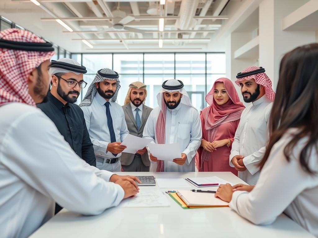 فريق متكامل من المتخصصين في مشروع بناء