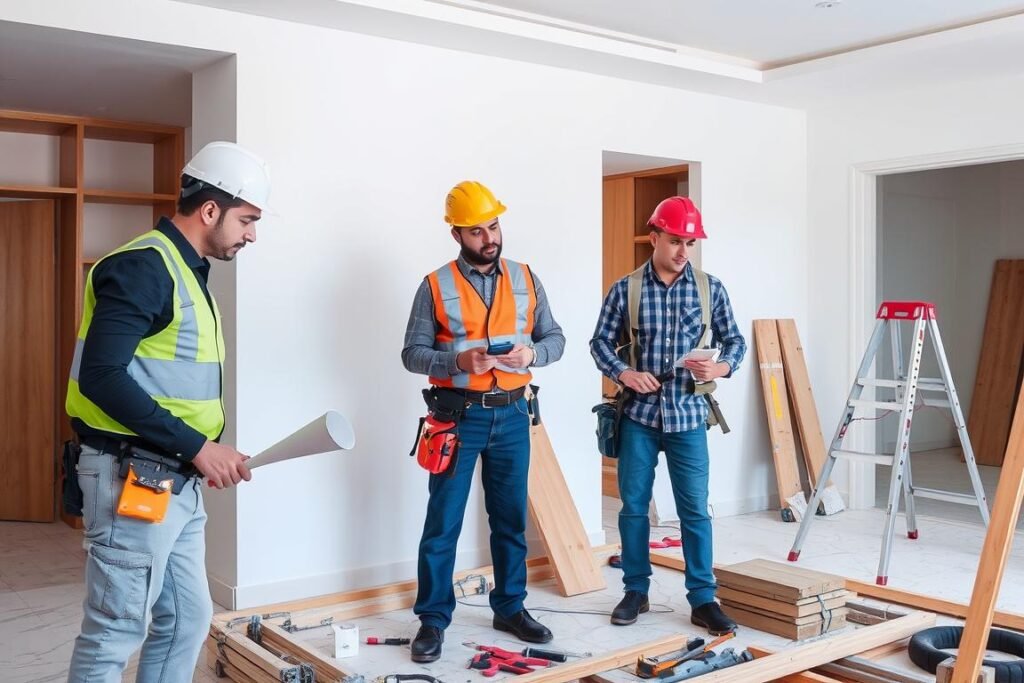 فريق متكامل من المتخصصين يعمل بتناسق لضمان جودة ترميم منازل الكويت