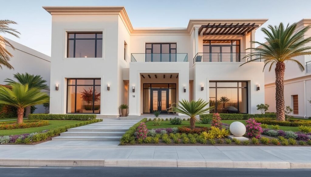 فيلا فاخرة مكتملة التشطيب مع واجهة أنيقة وحديقة منسقة