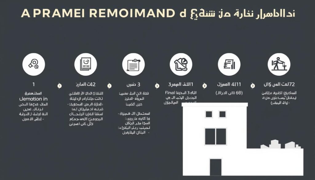 مخطط توضيحي لخطوات تكسير وتجديد الشقق في الجابرية