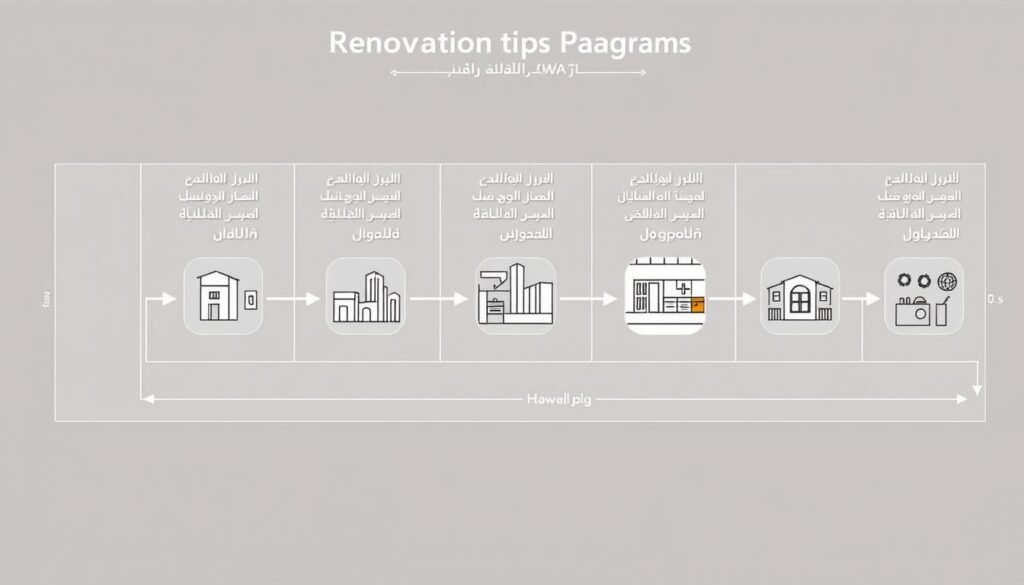 مخطط يوضح مراحل عملية الترميم في مشروع بمنطقة حولي