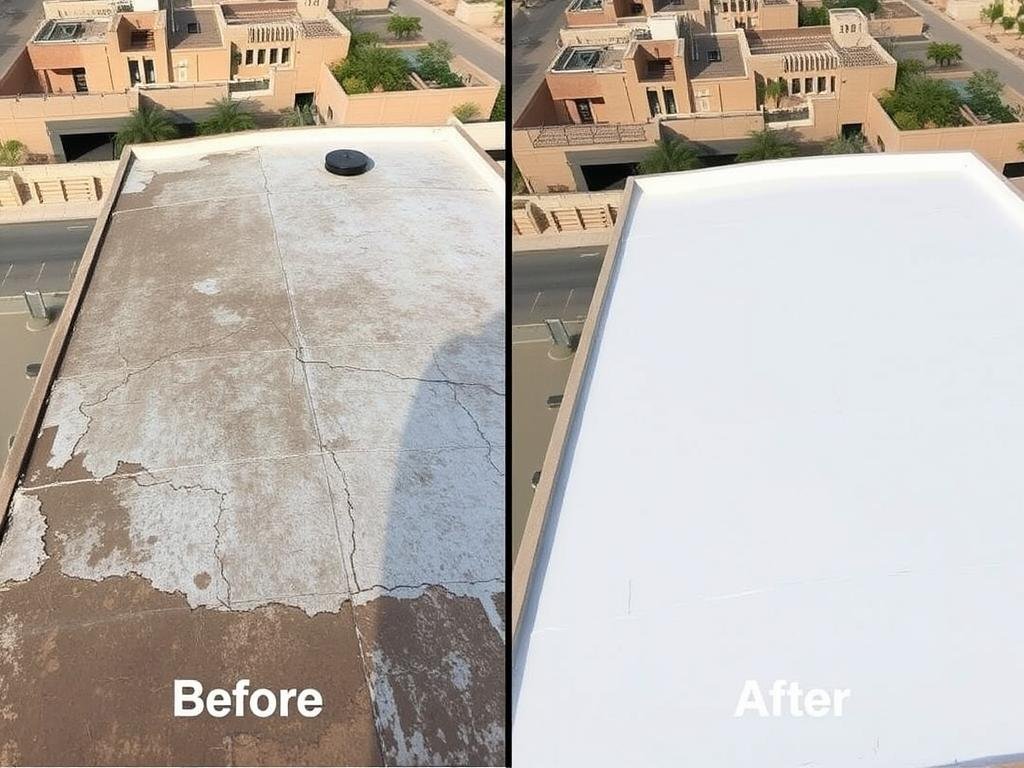 مشروع عزل سطح فيلا في منطقة الشامية بالكويت نفذه مقاول عزل أسطح محترف